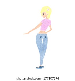 cartoon pretty girl in jeans and tee