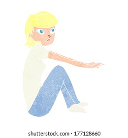 cartoon pretty girl sitting
