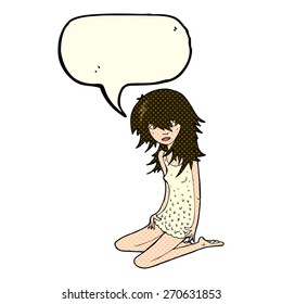 cartoon pretty girl with speech bubble