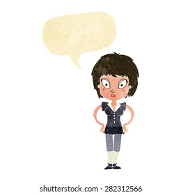 cartoon pretty girl with speech bubble