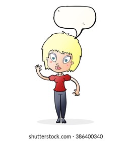 cartoon pretty girl with speech bubble