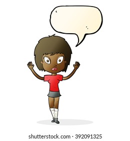 cartoon pretty girl with speech bubble