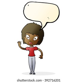 cartoon pretty girl with speech bubble