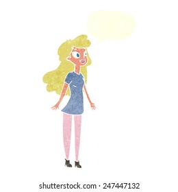 cartoon pretty girl with thought bubble