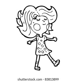 cartoon pretty girl walking