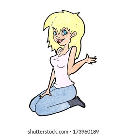 cartoon pretty girl waving
