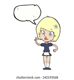 cartoon pretty maid with speech bubble