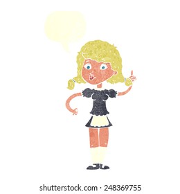 cartoon pretty maid woman with speech bubble