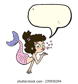 cartoon pretty mermaid with speech bubble