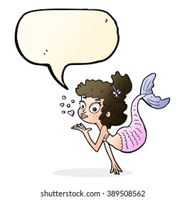 cartoon pretty mermaid with speech bubble