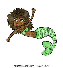 cartoon pretty mermaid waving