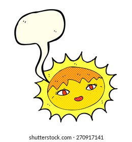 caricatura de sol bonito con burbuja de habla