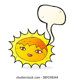 cartoon pretty sun with speech bubble
