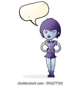 cartoon pretty vampire girl with speech bubble