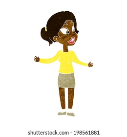 cartoon pretty woman explaining something