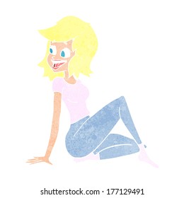cartoon pretty woman looking happy
