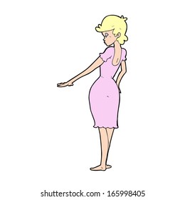 cartoon pretty woman looking at nails