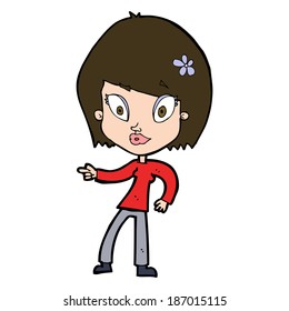cartoon pretty woman pointing