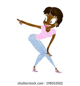 cartoon pretty woman pointing