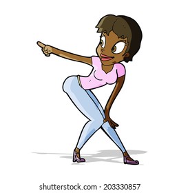 cartoon pretty woman pointing