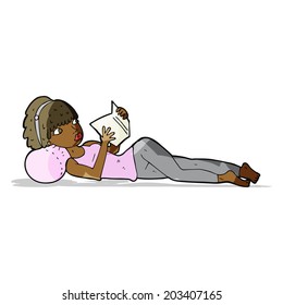 cartoon pretty woman reading book
