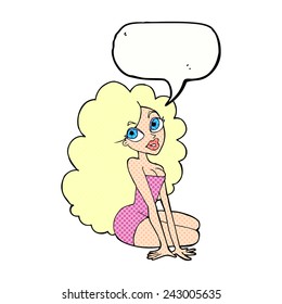cartoon pretty woman with speech bubble