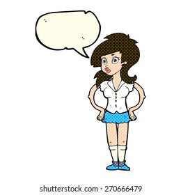 cartoon pretty woman with speech bubble