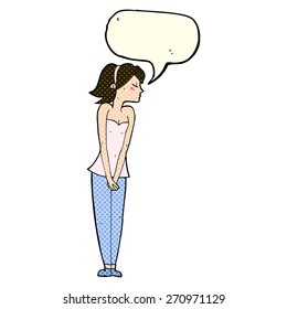 cartoon pretty woman with speech bubble