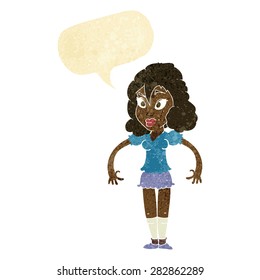 cartoon pretty woman with speech bubble