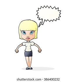 cartoon pretty woman with speech bubble