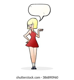 cartoon pretty woman with speech bubble