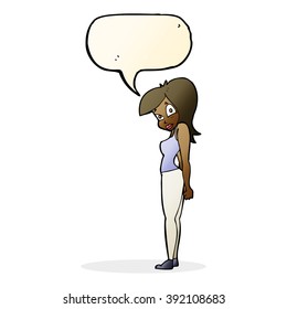 cartoon pretty woman  with speech bubble