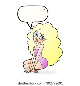 cartoon pretty woman with speech bubble