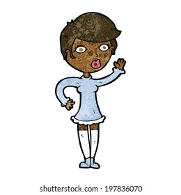 Cartoon hübsche Frau winkend