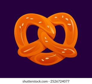 Pretzel de dibujos animados, bretzel tradicional de Vector aislado para la celebración del Oktoberfest, pastel fresco. Cultura y tradición de la cocina alemana. Masa de alimentos horneados con chispas, dulce o salado panadería bávara