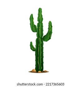 Cartoon prickly succulent, mexican giant cardon or elephant cactus isolated western tropical plant grown in desert. Vector prickly plant tall spiky tree, indians and native americans cacti with thorns svg