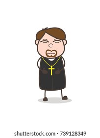 Cartoon Priest Confounded Face Expression