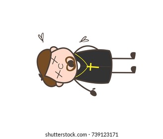 Cartoon Priest Dead Body Vector