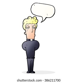 cartoon priest with speech bubble