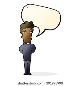 cartoon priest with speech bubble