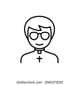 Cartoon priest thin line icon. Modern vector illustration for avatar.