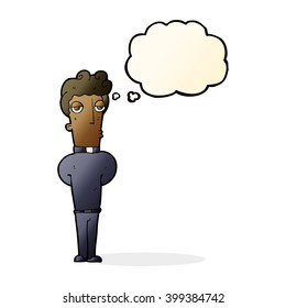 cartoon priest with thought bubble