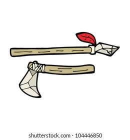 Cartoon primitive Speer und Axt
