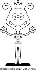 A cartoon prince ant looking angry.