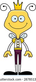 A cartoon prince bee smiling.