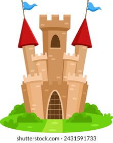 Cartoon Prince Castle. Vector Illustration Flat Design Isolated On Transparent Background