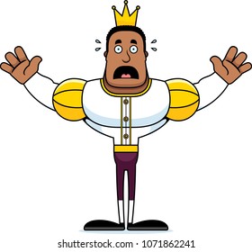 A cartoon prince looking scared.