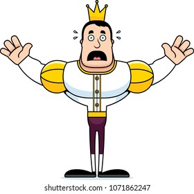A cartoon prince looking scared.