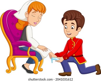 Cartoon prince and princess cinderella