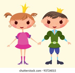 Cartoon prince and princess  EPS10. Contains transparent objects used for shadows drawing